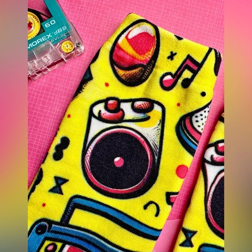 New Retro 80s 90s Style Boombox Sunglasses Music Women’s Size L (8-11) Socks